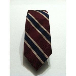 ROBERT TALBOTT MENS BURGUNDY/NAVY 100%SILK STRIPED CLASSIC NECK TIE WIDTH: 3"